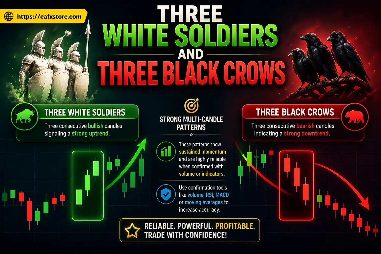Three White Soldiers and Three Black Crows
