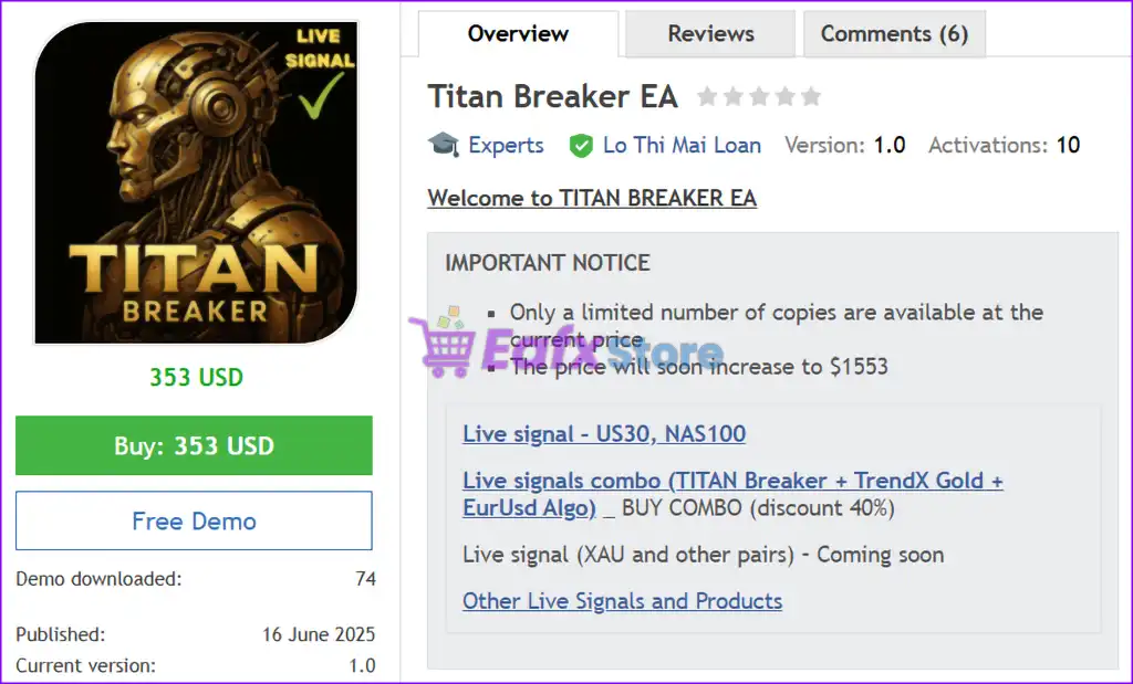 Titan Breaker EA MT5 (Latest version) – GroupBuy 2 Titan Breaker EA MT5 Overview