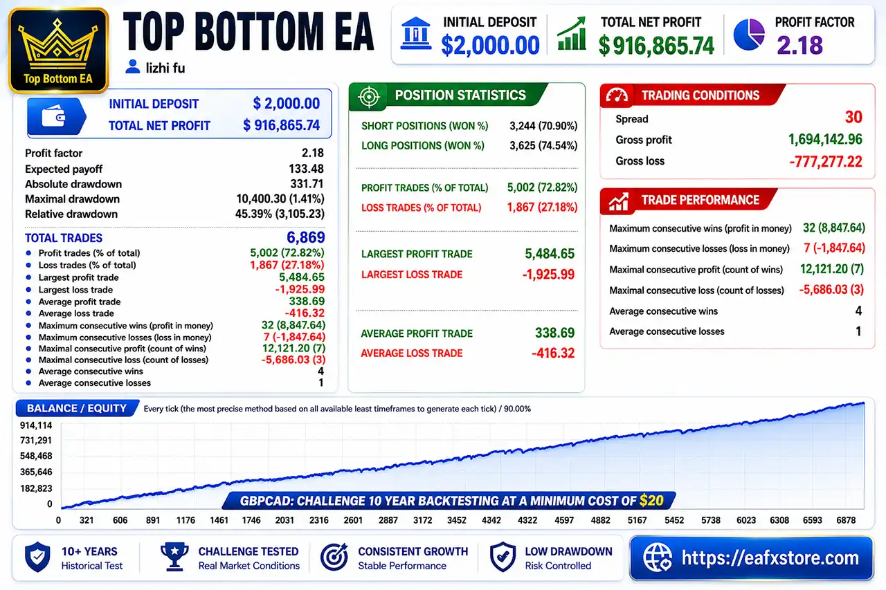 TopBottom EA v1.31 Source Code MQ4 4 TopBottomEA Backtests