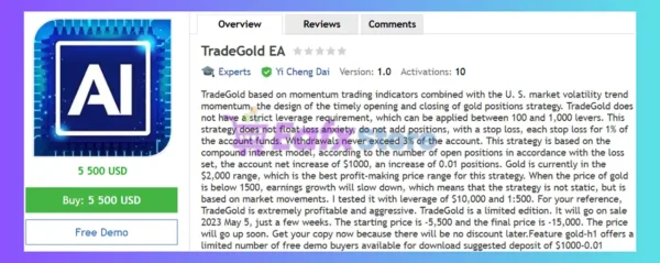 TradeGold EA MT4 Review