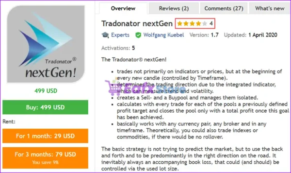 Tradonator nextGen EA Overview