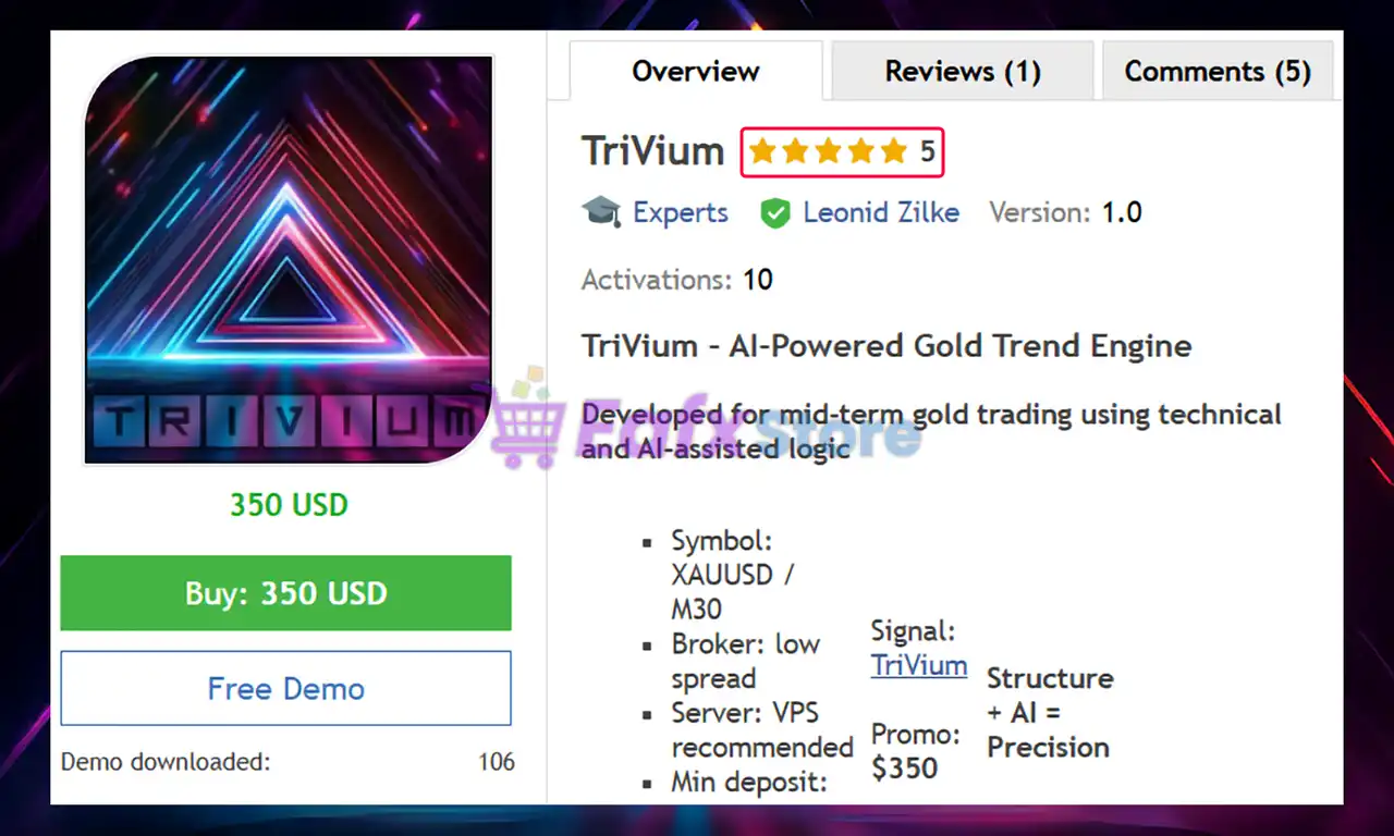 TriVium EA MT5 (Latest original version) – GroupBuy 2 TriVium EA MT5 Overview