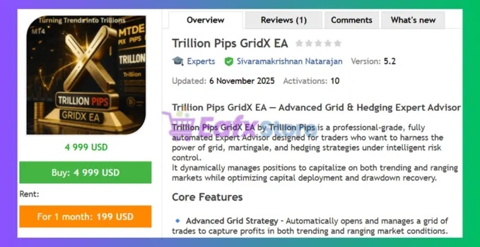 Trillion Pips GridX EA Review