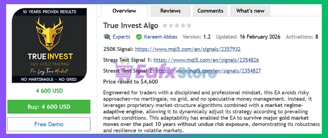 True Invest Algo EA MT5 (Latest version) – Group Buy 2 True Invest Algo EA MT5 Review