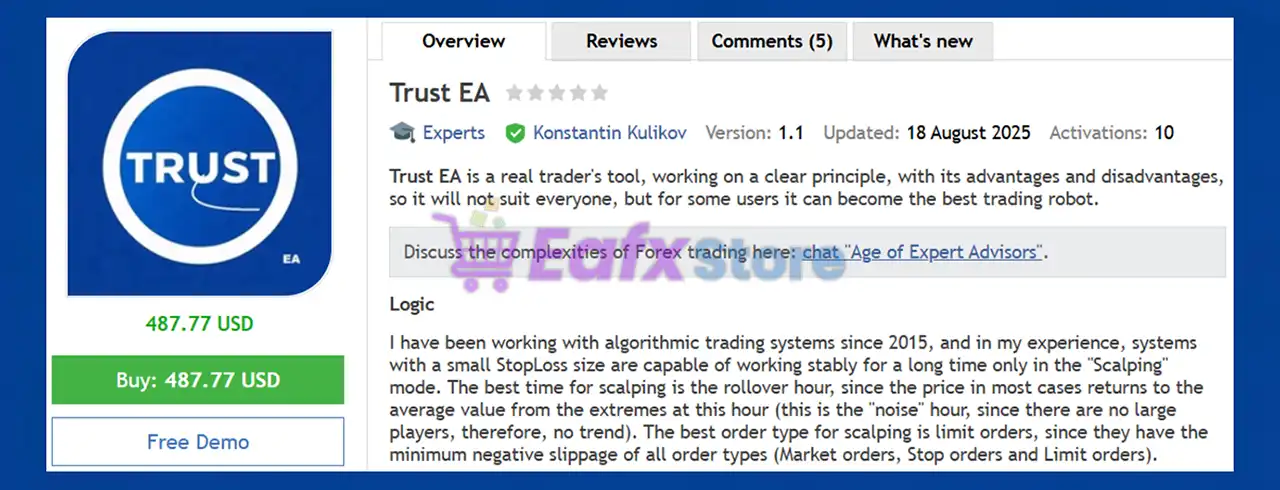 Trust EA MT5 with SetFiles (Latest version) – GroupBuy 2 Trust EA MT5 Overview