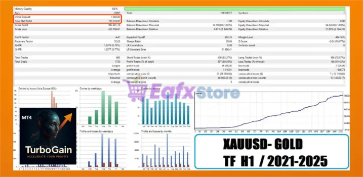 TurboGain EA MT4 Backtest Results with Gold