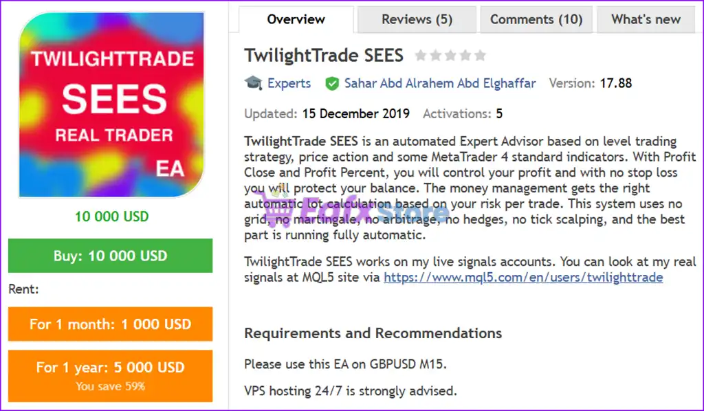 TwilightTrade SEES EA MT4 (Latest original version) 2 TwilightTrade SEES EA MT4 Overview