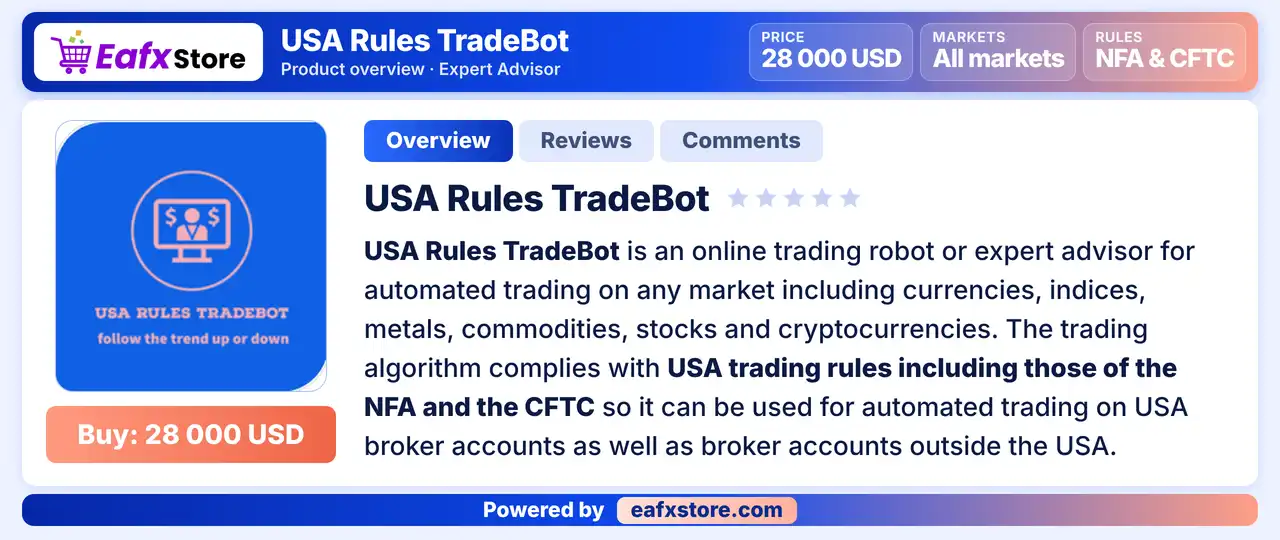 USA Rules TradeBot MT4 (Latest version) - Unlimited 7 USA Rules TradeBot MT4 Review