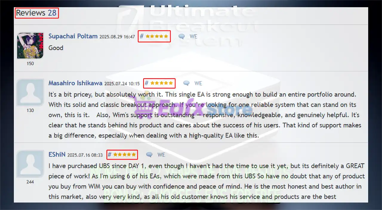 Ultimate Breakout System EA MT5 (Latest version) – GroupBuy 7 Ultimate Breakout System MT5 is rated 5 stars by users