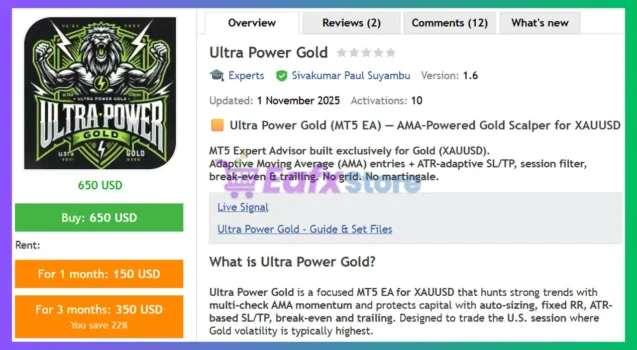 Ultra Power Gold EA MT5 Review