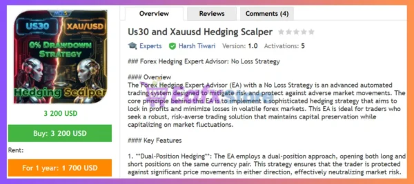 Us30 and Xauusd Hedging Scalper EA Review