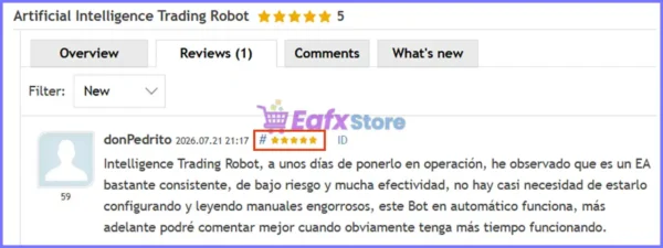 User reviews of Artificial Intelligence Trading Robot