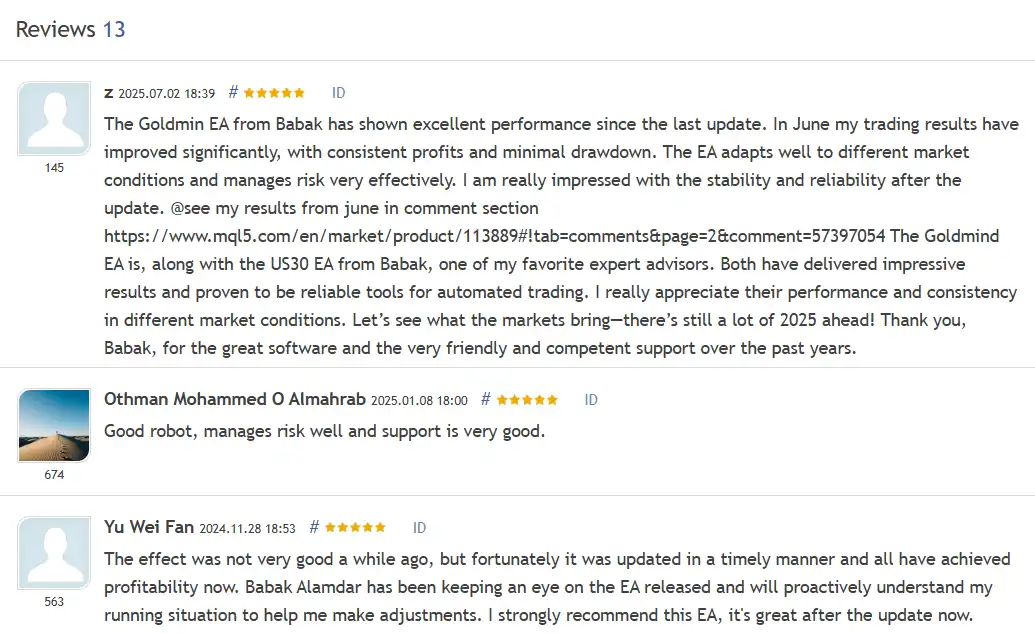 GoldMind AI MT5 (Latest version) – GroupBuy 6 User reviews of GoldMind AI EA