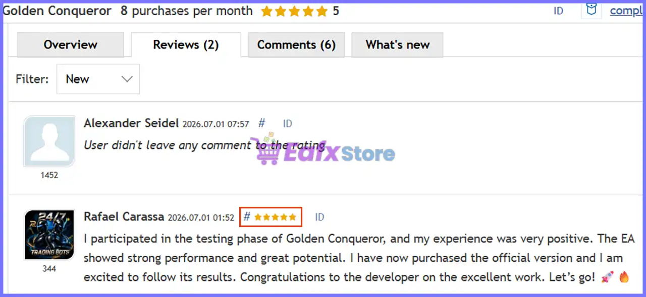 Golden Conqueror EA MT5 (Latest version) – GroupBuy 6 User reviews of Golden Conqueror EA