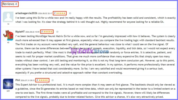 User reviews of Microedge Neural Matrix EA
