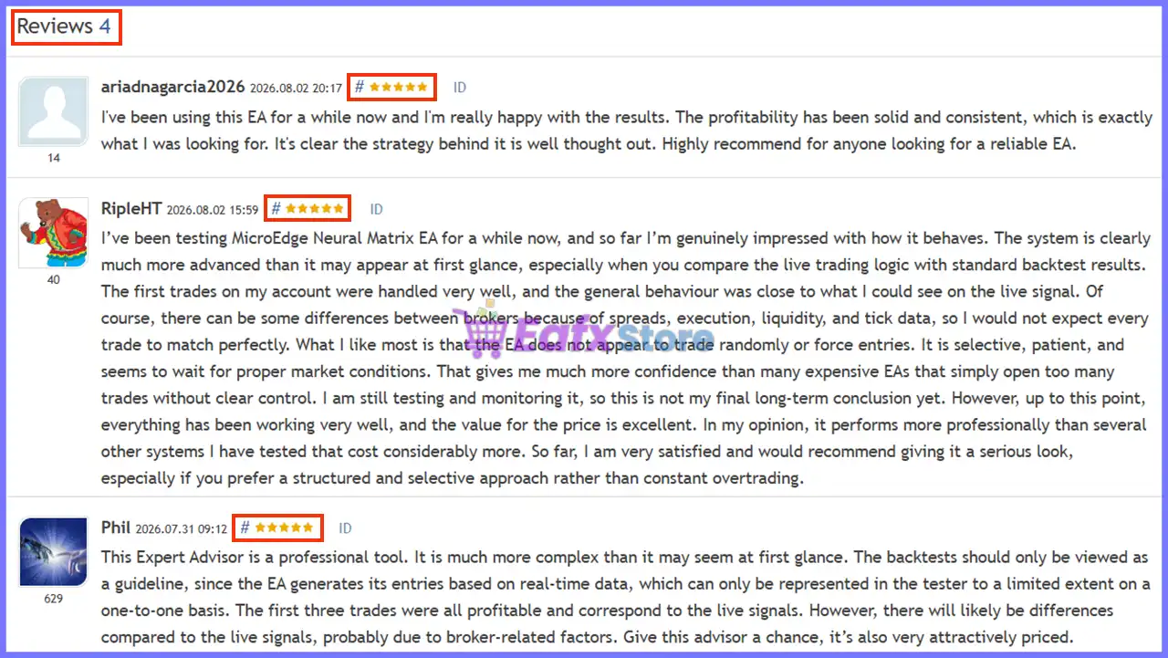 MicroEdge Neural Matrix EA MT5 (Latest version) – GroupBuy 5 User reviews of Microedge Neural Matrix EA