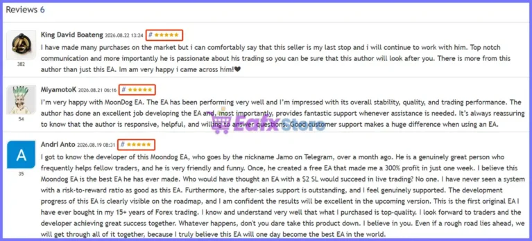 User reviews of MoonDog EA