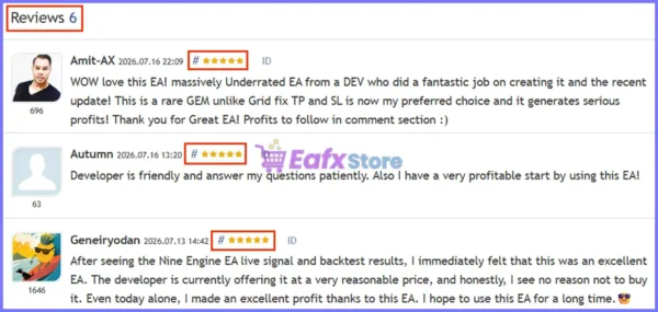 User reviews of Nine Engine EA MT5