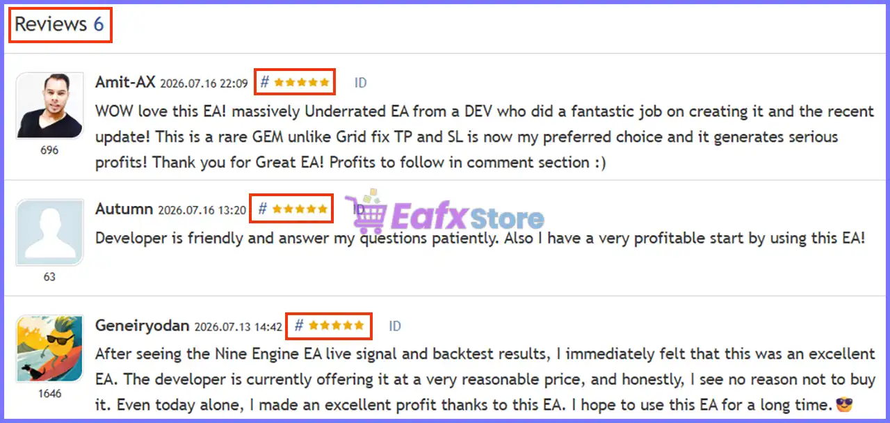 Nine Engine EA MT5 with SetFiles (Latest version) – GroupBuy 4 User reviews of Nine Engine EA MT5