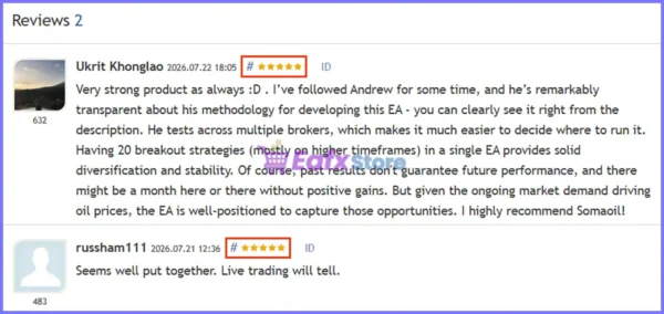 User reviews of SomaOil EA MT5
