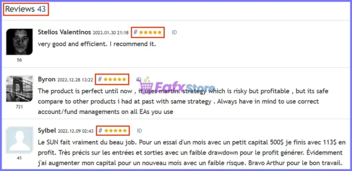 User reviews of Sun EA MT5