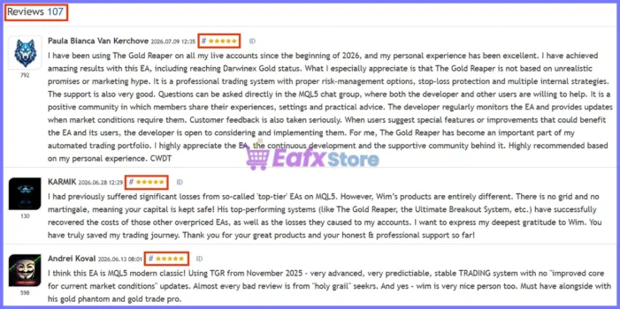 User reviews of The Gold Reaper MT5