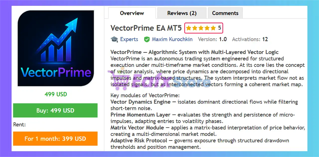 VectorPrime EA MT5 (Latest version) – GroupBuy 2 VectorPrime EA MT5 Overview