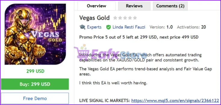 Vegas Gold EA MT5 Review