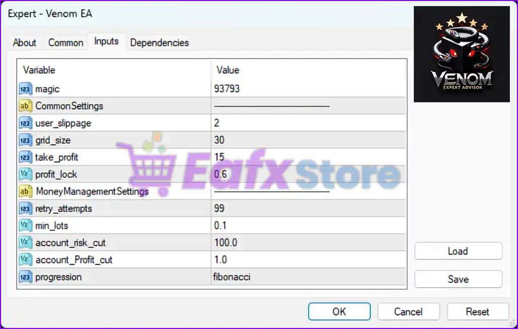 Venom EA MT4 – Expert Advisor Settings Overview 3