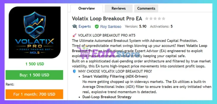 Volatix Loop Breakout Pro EA MT5 Review