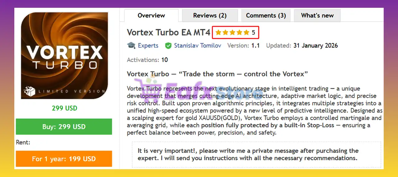 Vortex Turbo EA MT4 (Latest version) - Unlimited 2 Vortex Turbo EA MT4 Review