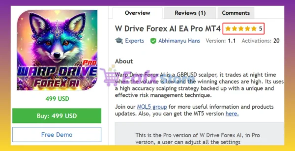 W Drive Forex AI EA Pro MT4 Review