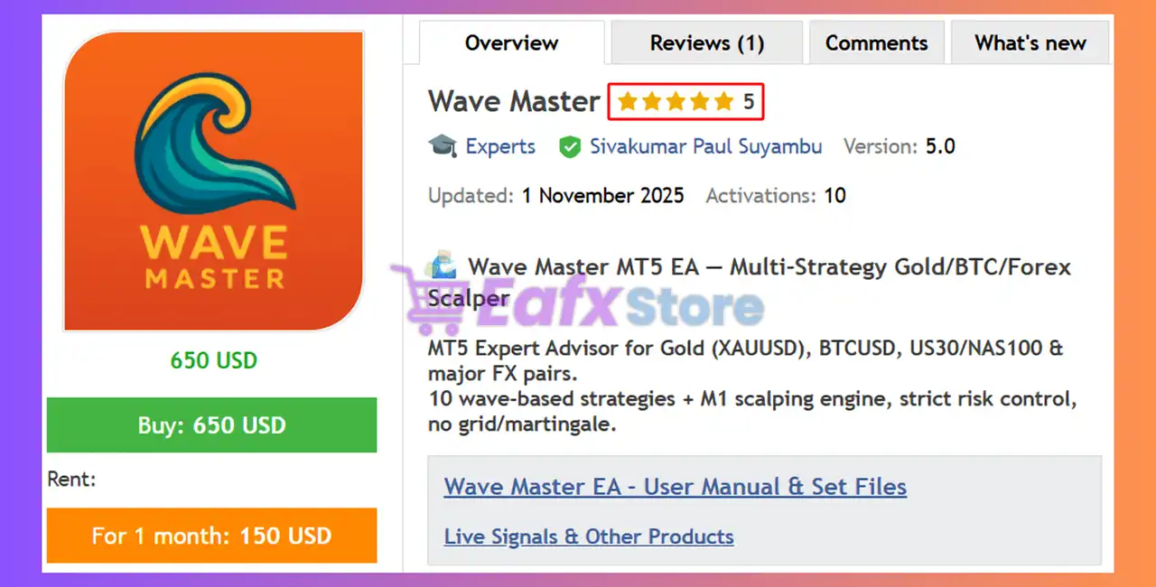 Wave Master EA MT5 + SetFiles (Latest version) – Group Buy 2 Wave Master EA MT5 Review