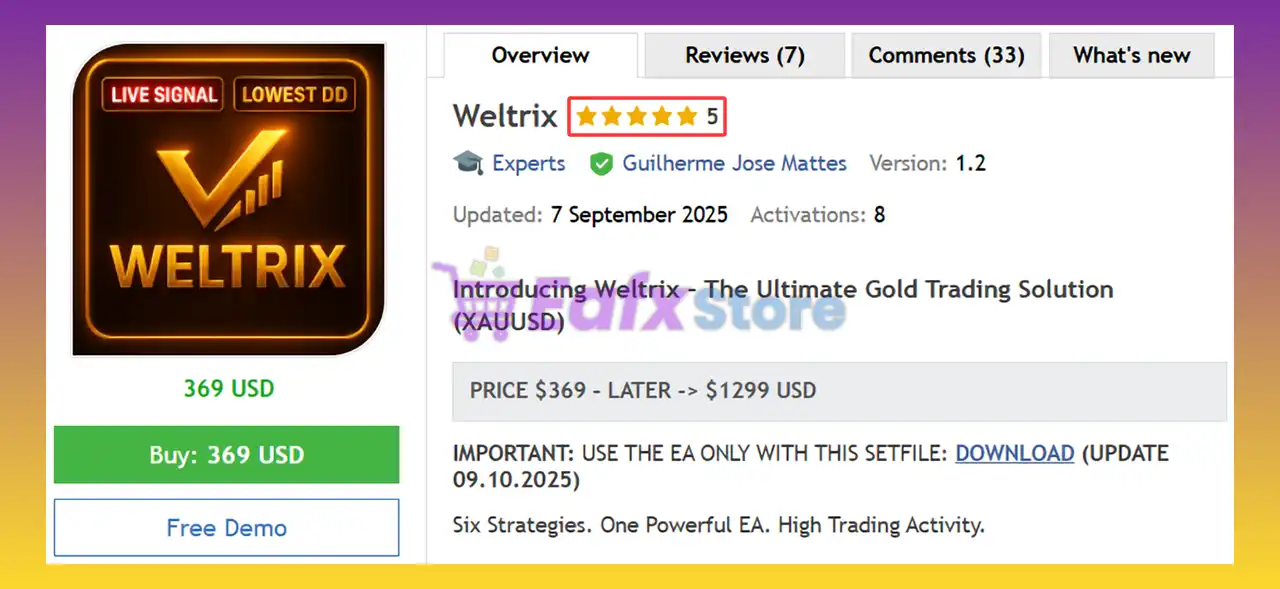 Weltrix EA MT5 with SetFiles (Latest version) – GroupBuy 2 Weltrix MT5 Review