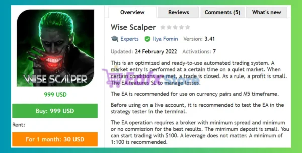 Wise Scalper EA MT4 Review