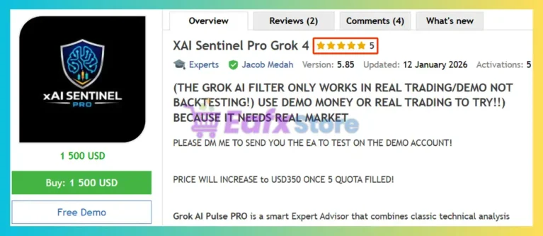XAI Sentinel Pro Grok 4 EA MT5 Review