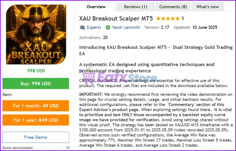 XAU Breakout Scalper MT5 Overview