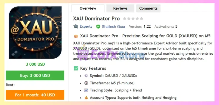 XAU Dominator Pro EA MT5 Review