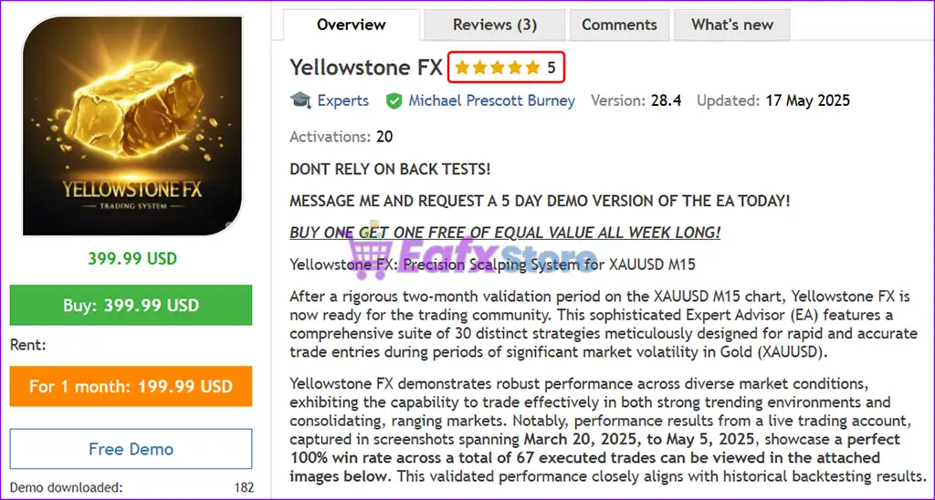 Yellowstone FX MT5 (Latest version) – GroupBuy 2 Yellowstone FX MT5 Overview