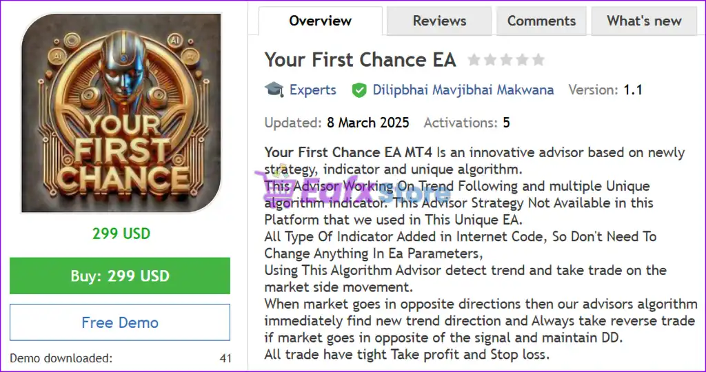 Your First Chance EA MT4 (Latest version) - PreOrder 2 Your First Chance EA MT4 Overview