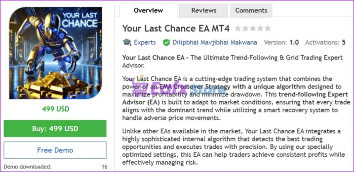 Your Last Chance EA MT4 Overview