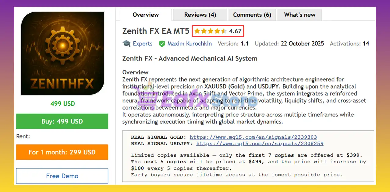 Zenith FX EA MT5 (Latest version) – GroupBuy 2 Zenith FX EA MT5 Review
