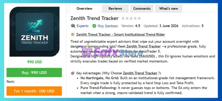 Zenith Trend Tracker EA MT5 Review