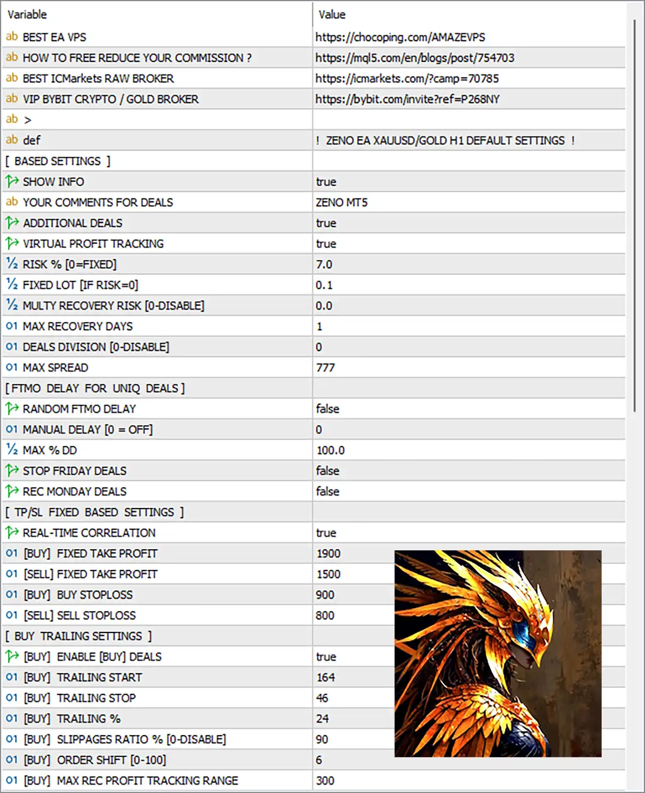 Zeno EA MT5 with SetFiles (Latest version) - Unlimited 9 Zeno EA MT5 Settings Panel