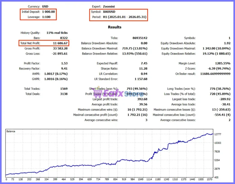 Zoomini EA MT5 Backtest